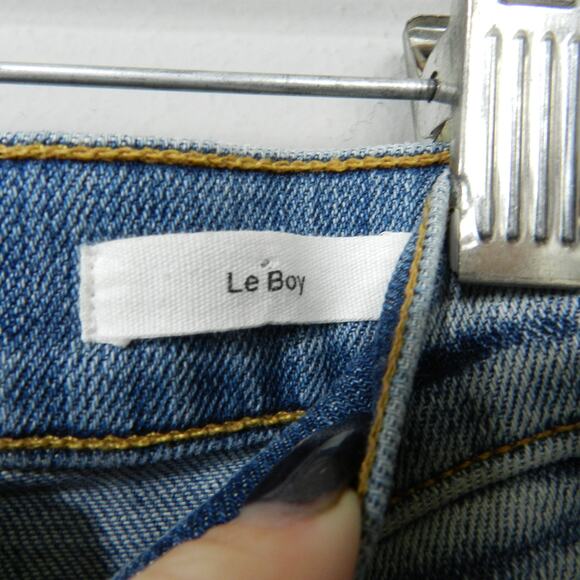 Frame Denim Le Boy Jeans Beckham Wash Size 27 Distressed Ankle High Rise Denim - Picture 10 of 13